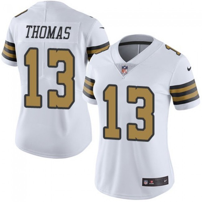 Women's Saints #13 Michael Thomas White Stitched NFL Limited Rush Jersey