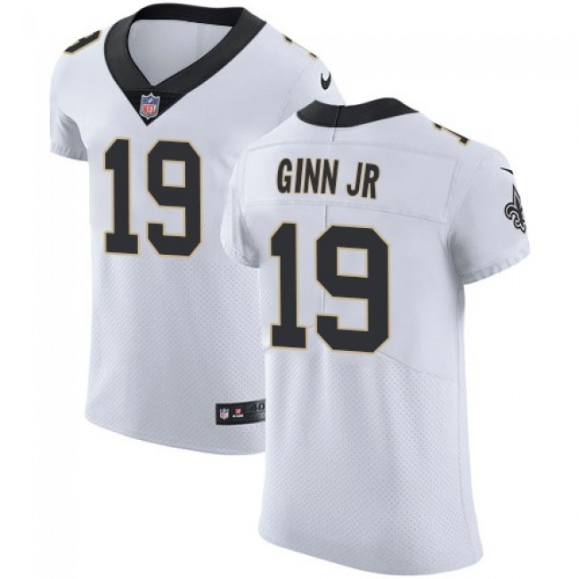 Nike Saints #19 Ted Ginn Jr White Men's Stitched NFL Vapor Untouchable Elite Jersey