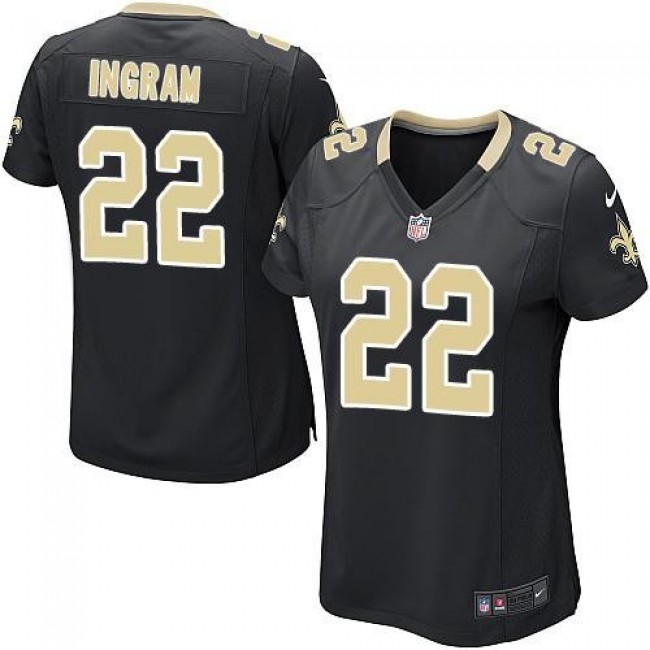 Women's Saints #22 Mark Ingram Black Team Color Stitched NFL Elite Jersey