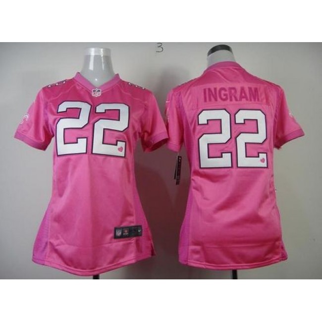 Women's Saints #22 Mark Ingram Pink New Be Luv'd Stitched NFL Elite Jersey