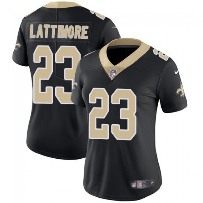 Women's Saints #23 Marshon Lattimore Black Team Color Stitched NFL Vapor Untouchable Limited Jersey