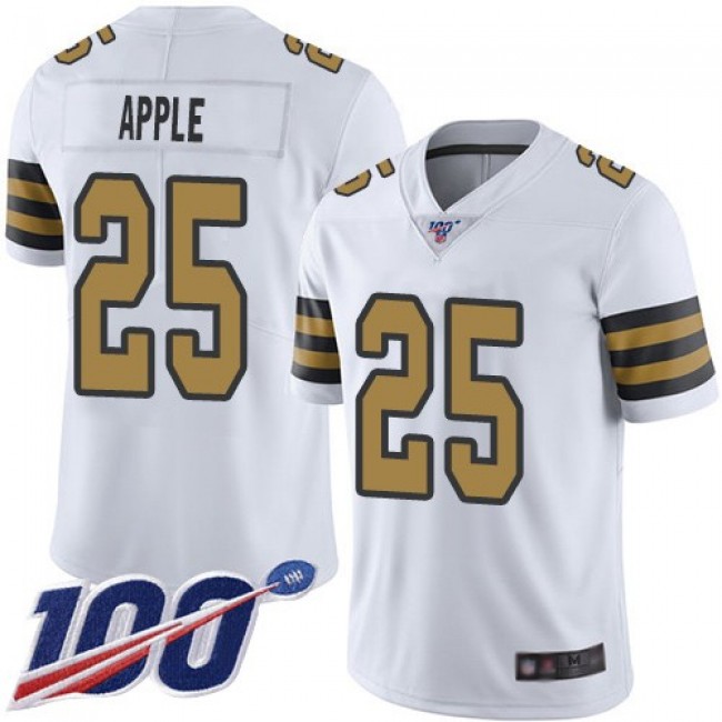 Nike Saints #25 Eli Apple White Men's Stitched NFL Limited Rush 100th Season Jersey