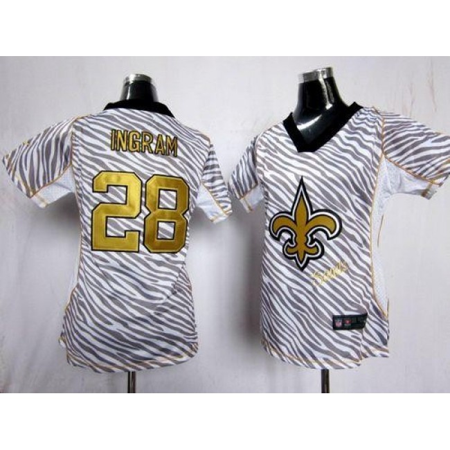 Women's Saints #28 Mark Ingram Zebra Stitched NFL Elite Jersey