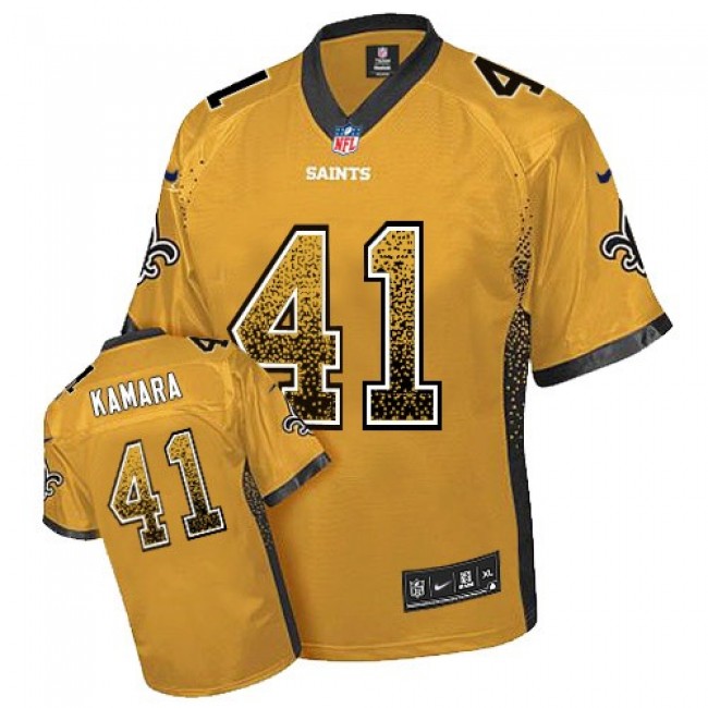 Nike Saints #41 Alvin Kamara Gold Men's Stitched NFL Elite Drift Fashion Jersey