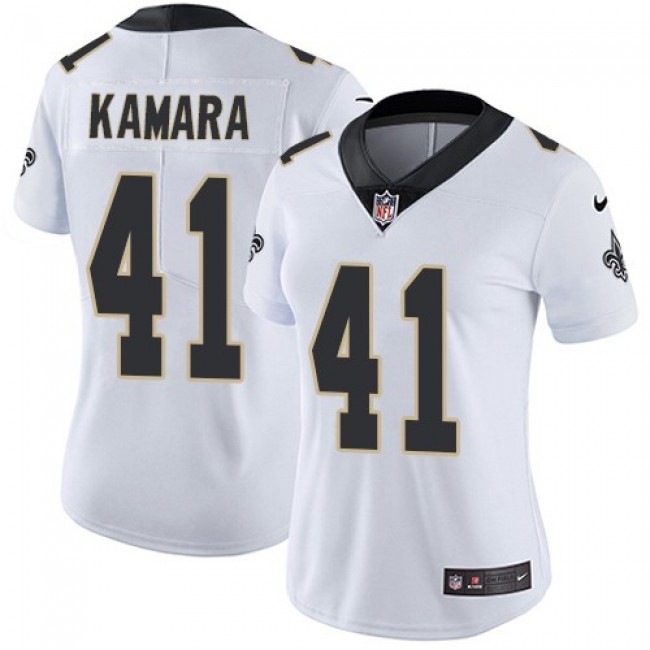 Women's Saints #41 Alvin Kamara White Stitched NFL Vapor Untouchable Limited Jersey