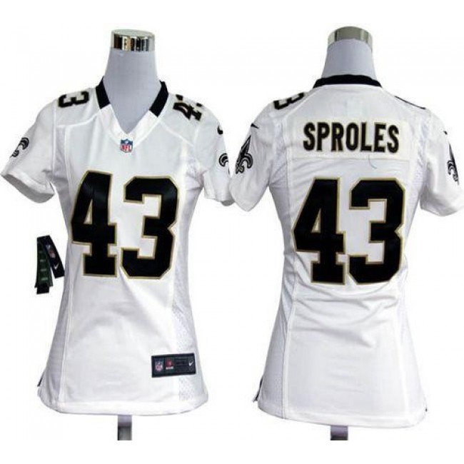 Women's Saints #43 Darren Sproles White Stitched NFL Elite Jersey