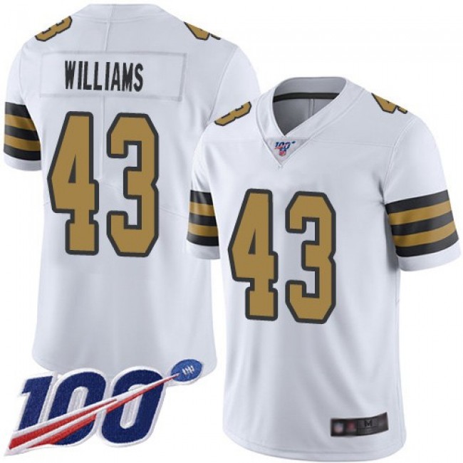 Nike Saints #43 Marcus Williams White Men's Stitched NFL Limited Rush 100th Season Jersey