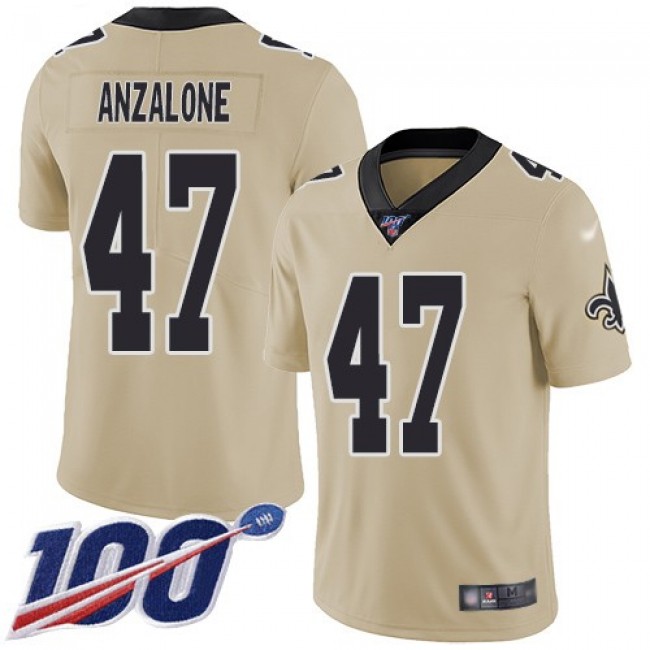 Nike Saints #47 Alex Anzalone Gold Men's Stitched NFL Limited Inverted Legend 100th Season Jersey