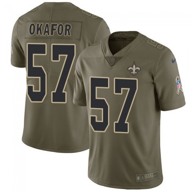 New Orleans Saints #57 Alex Okafor Olive Youth Stitched NFL Limited 2017 Salute to Service Jersey