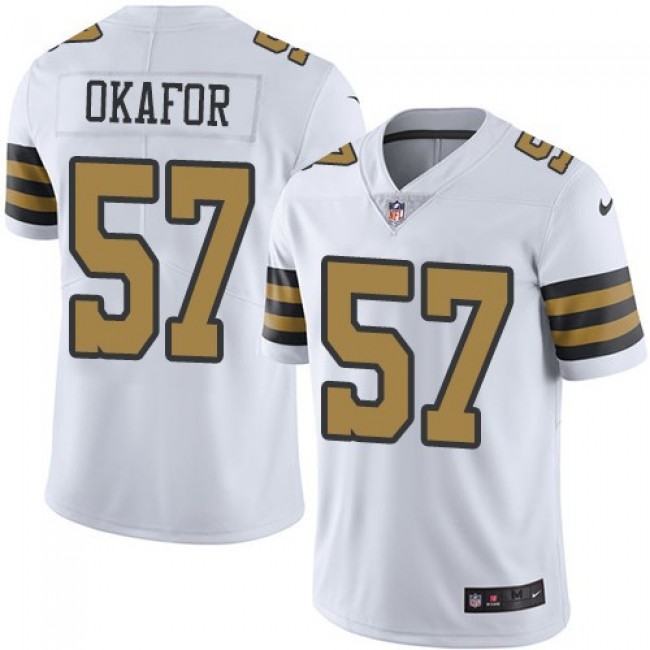 New Orleans Saints #57 Alex Okafor White Youth Stitched NFL Limited Rush Jersey