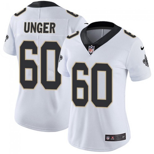 Women's Saints #60 Max Unger White Stitched NFL Vapor Untouchable Limited Jersey