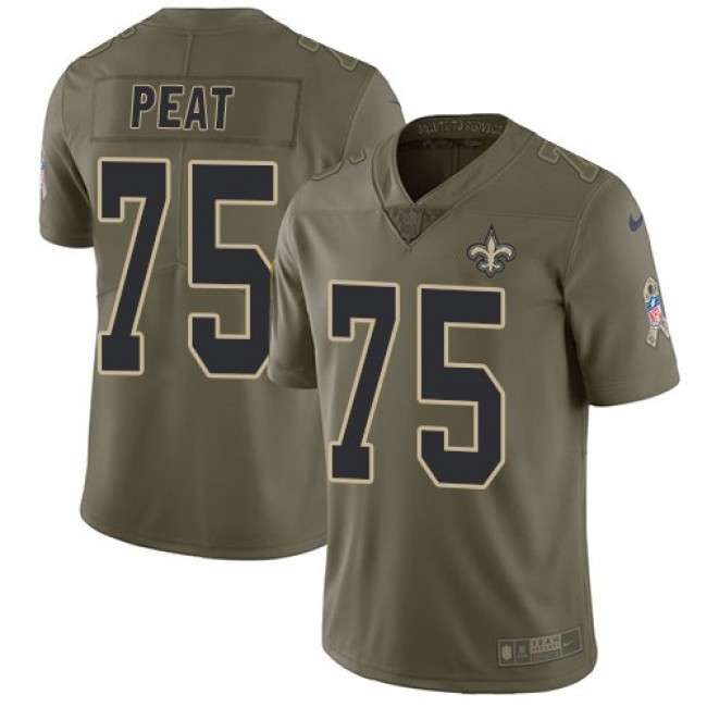 Nike Saints #75 Andrus Peat Olive Men's Stitched NFL Limited 2017 Salute To Service Jersey