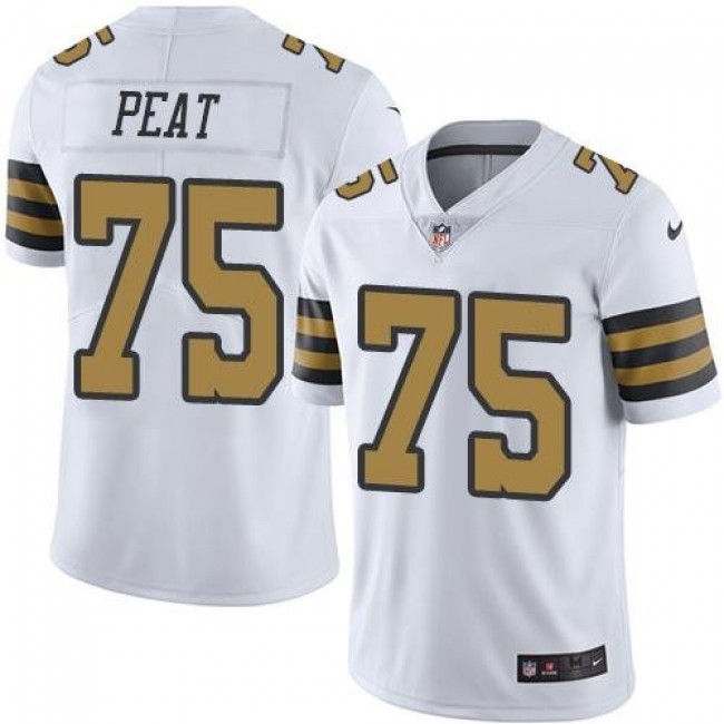 New Orleans Saints #75 Andrus Peat White Youth Stitched NFL Limited Rush Jersey
