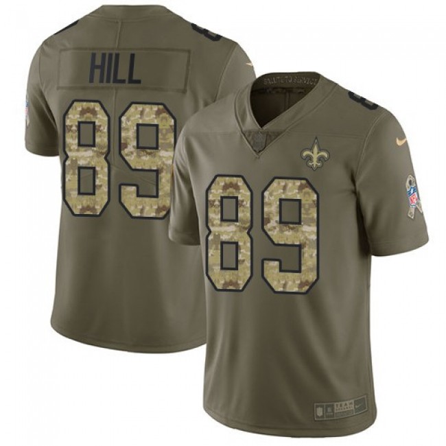 New Orleans Saints #89 Josh Hill Olive-Camo Youth Stitched NFL Limited 2017 Salute to Service Jersey