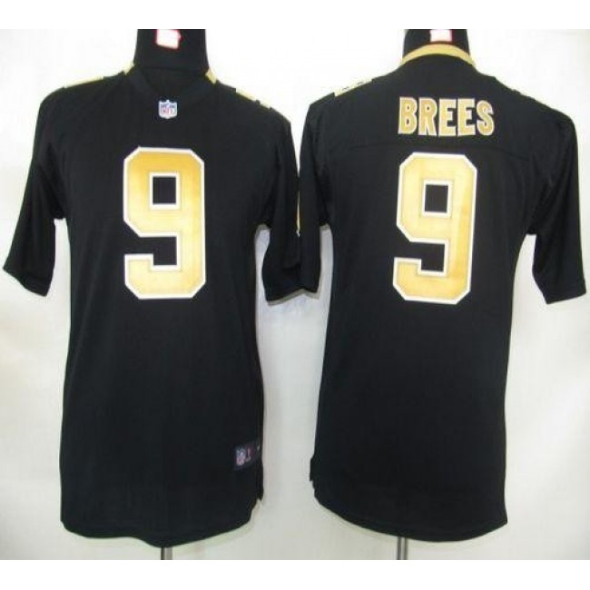 New Orleans Saints #9 Drew Brees Black Team Color Youth Stitched NFL Elite Jersey
