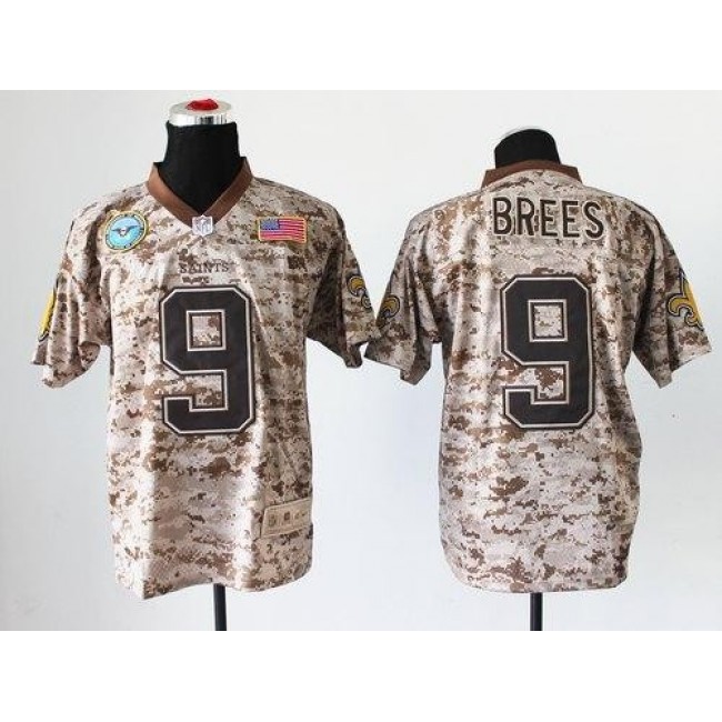 Nike Saints #9 Drew Brees Camo Men's Stitched NFL New Elite USMC Jersey