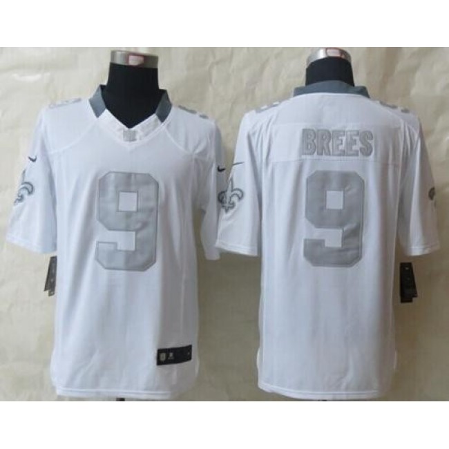 Nike Saints #9 Drew Brees White Men's Stitched NFL Limited Platinum Jersey