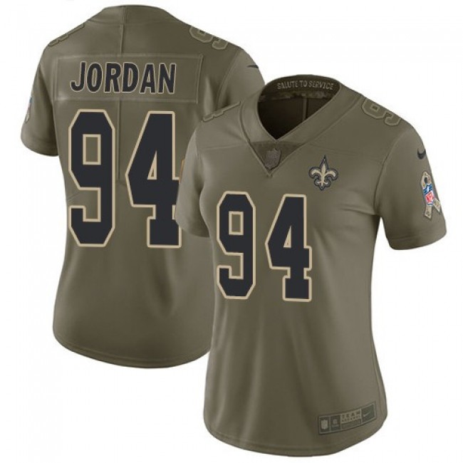 Women's Saints #94 Cameron Jordan Olive Stitched NFL Limited 2017 Salute to Service Jersey