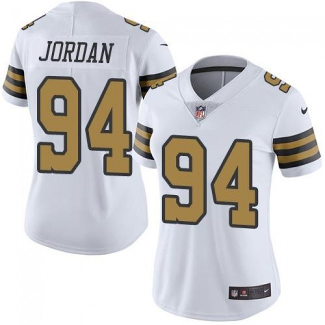 Women's Saints #94 Cameron Jordan White Stitched NFL Limited Rush Jersey