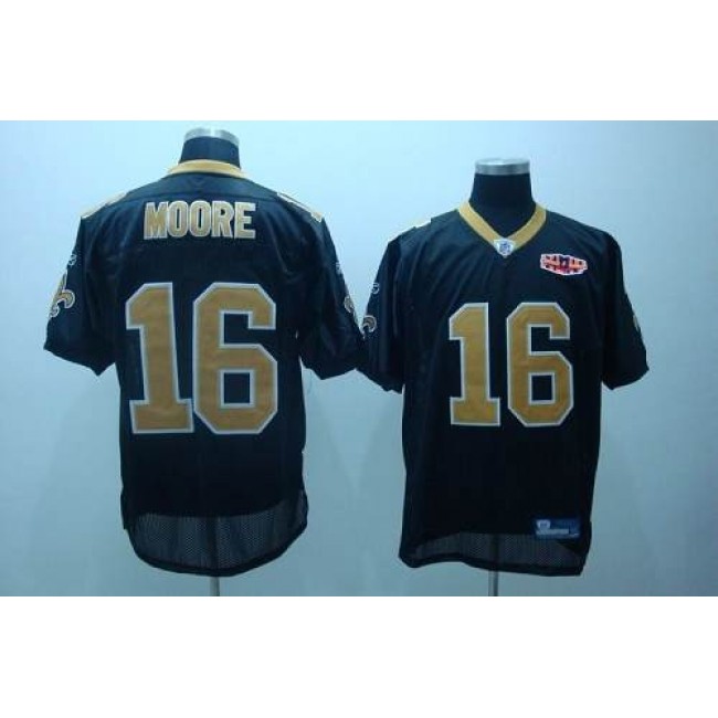 Saints #16 Lance Moore Black With Super Bowl Patch Stitched NFL Jersey