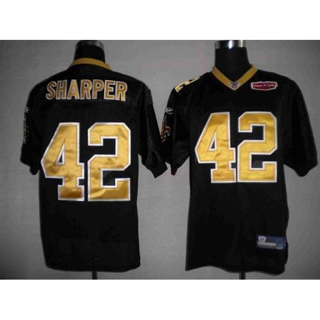 Saints #42 Darren Sharper Black With Super Bowl Patch Stitched NFL Jersey