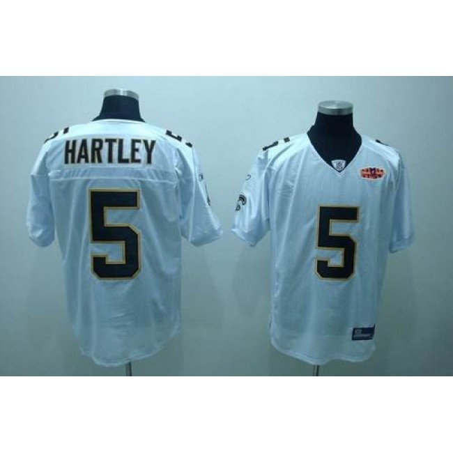 Saints #5 Garrett Hartley White With Super Bowl Patch Stitched NFL Jersey