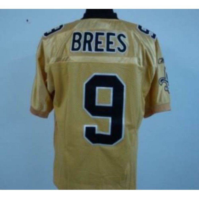 Saints #9 Drew Brees Gold Stitched NFL Jersey