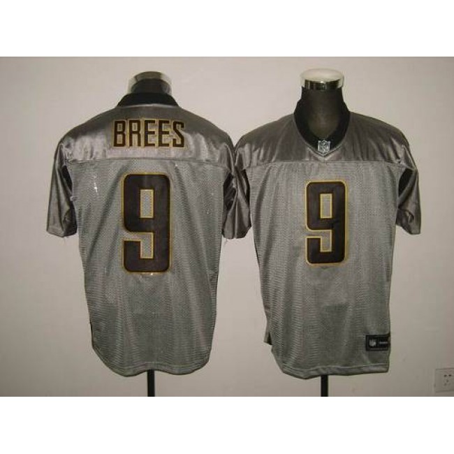 Saints #9 Drew Brees Grey Shadow Stitched NFL Jersey