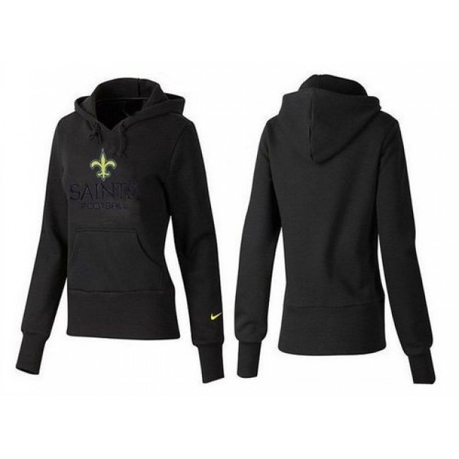 Women's New Orleans Saints Authentic Logo Pullover Hoodie Black Jersey