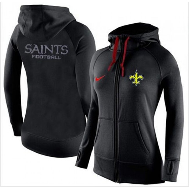 Women's New Orleans Saints Full-Zip Hoodie Black Jersey