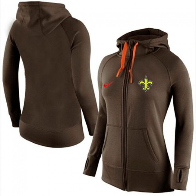 Women's New Orleans Saints Full-Zip Hoodie Brown Jersey