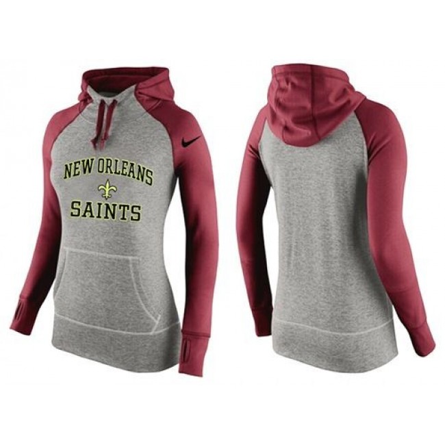 Women's New Orleans Saints Hoodie Grey Red Jersey