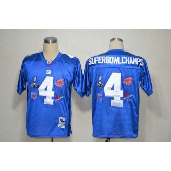 Giants #4 SuperBowl Champs Blue Stitched NFL Jersey