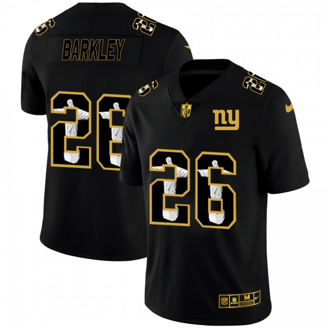 New York Giants #26 Saquon Barkley Men's Nike Carbon Black Vapor Cristo Redentor Limited NFL Jersey