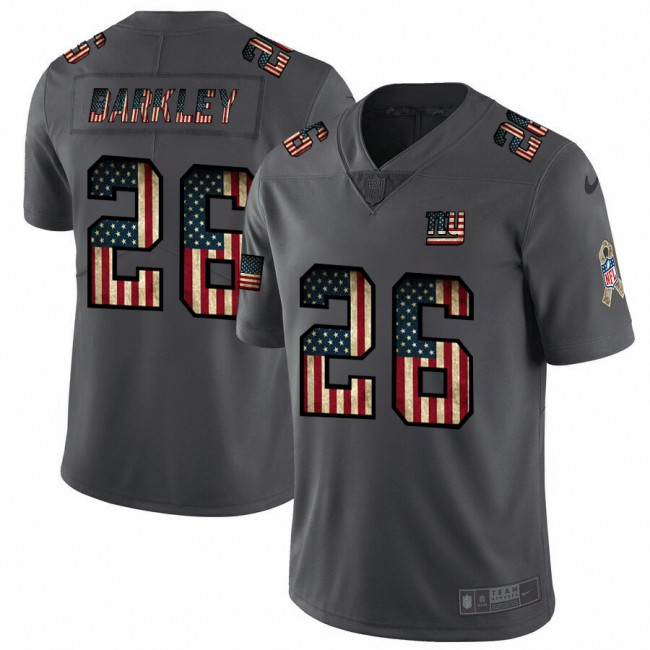 New York Giants #26 Saquon Barkley Nike 2018 Salute to Service Retro USA Flag Limited NFL Jersey