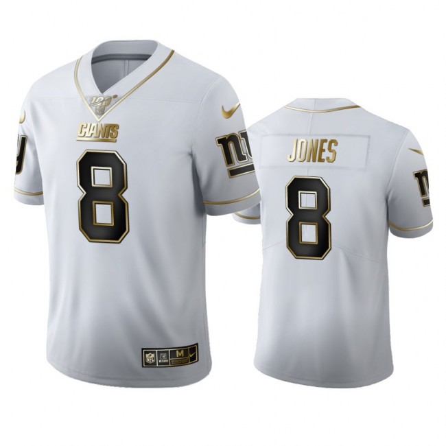 New York Giants #8 Daniel Jones Men's Nike White Golden Edition Vapor Limited NFL 100 Jersey