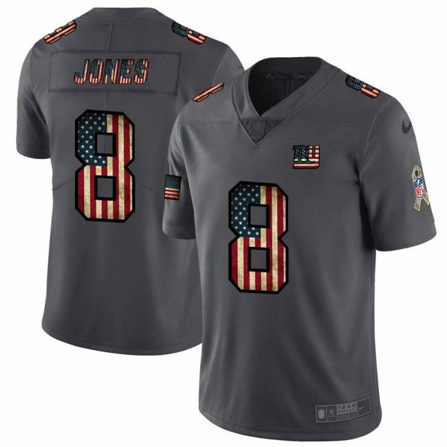New York Giants #8 Daniel Jones Nike 2018 Salute to Service Retro USA Flag Limited NFL Jersey