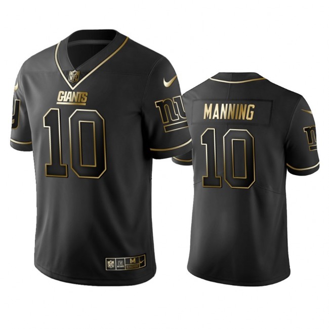 Nike Giants #10 Eli Manning Black Golden Limited Edition Stitched NFL Jersey