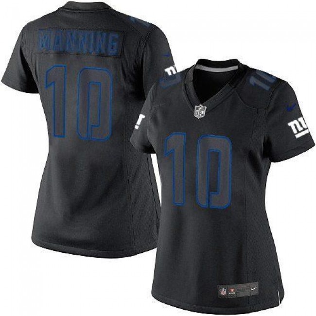 Women's Giants #10 Eli Manning Black Impact Stitched NFL Limited Jersey