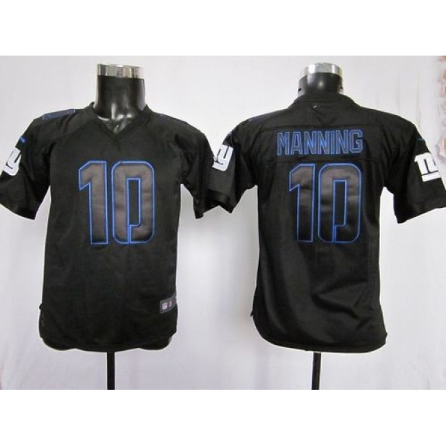 New York Giants #10 Eli Manning Black Youth Stitched NFL Impact Elite Jersey
