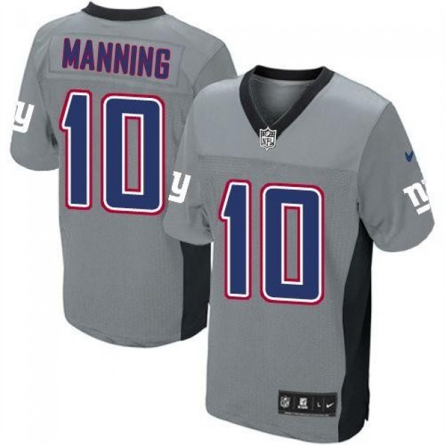 New York Giants #10 Eli Manning Grey Shadow Youth Stitched NFL Elite Jersey