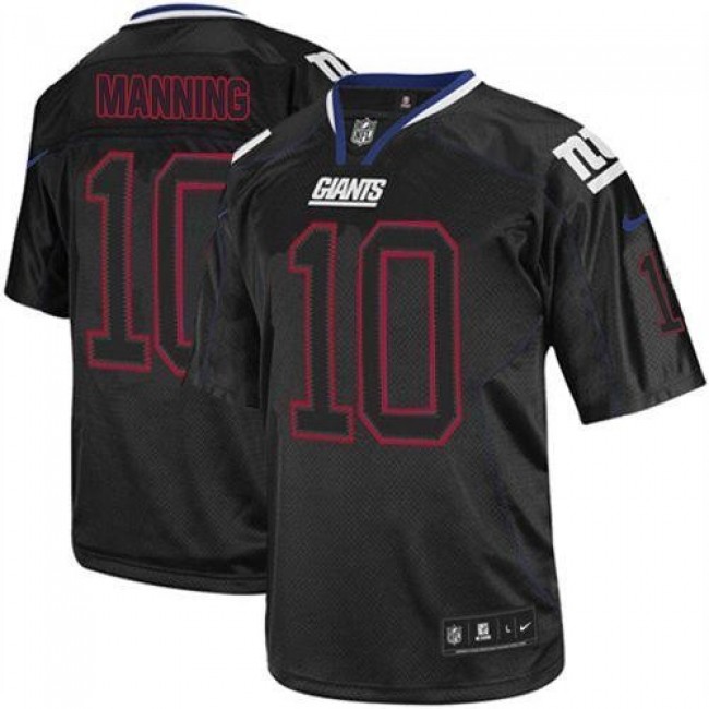 New York Giants #10 Eli Manning Lights Out Black Youth Stitched NFL Elite Jersey