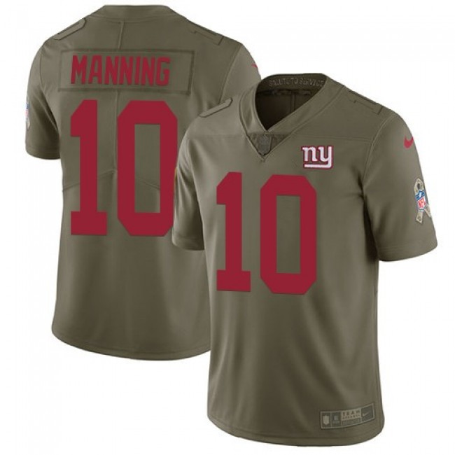 Nike Giants #10 Eli Manning Olive Men's Stitched NFL Limited 2017 Salute to Service Jersey