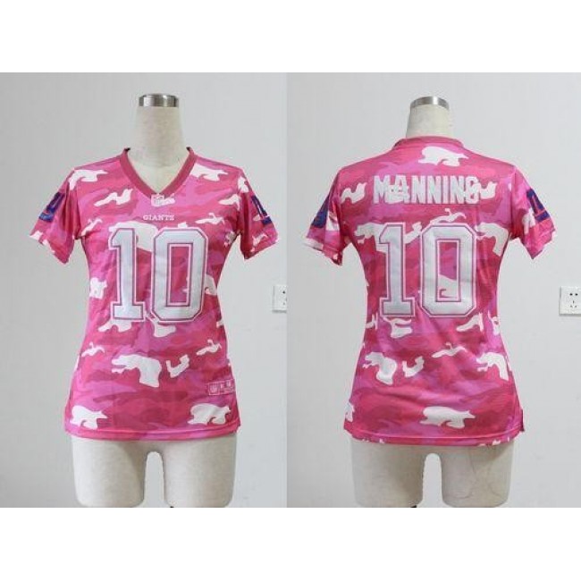 Women's Giants #10 Eli Manning Pink Stitched NFL Elite Camo Jersey