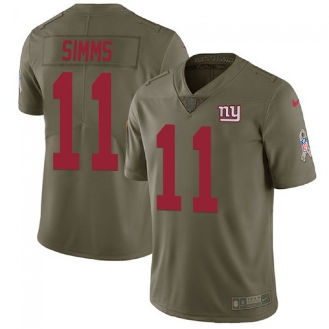 New York Giants #11 Phil Simms Olive Youth Stitched NFL Limited 2017 Salute to Service Jersey