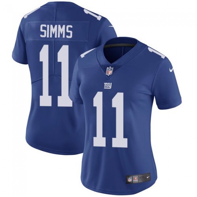 Women's Giants #11 Phil Simms Royal Blue Team Color Stitched NFL Vapor Untouchable Limited Jersey