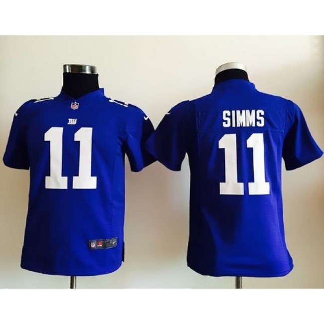 New York Giants #11 Phil Simms Royal Blue Team Color Youth Stitched NFL Elite Jersey