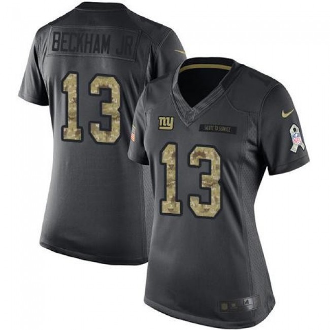 Women's Giants #13 Odell Beckham Jr Black Stitched NFL Limited 2016 Salute to Service Jersey