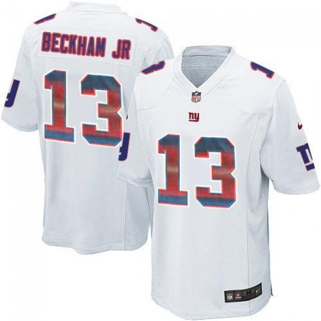 Nike Giants #13 Odell Beckham Jr White Men's Stitched NFL Limited Strobe Jersey