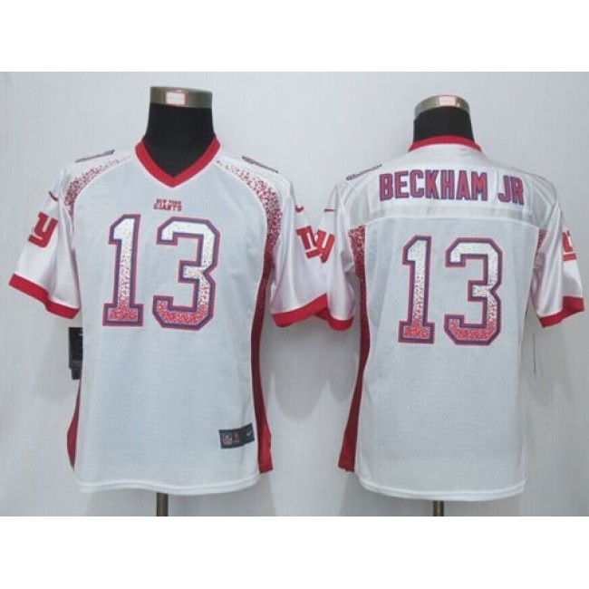 Women's Giants #13 Odell Beckham Jr White Stitched NFL Elite Drift Jersey
